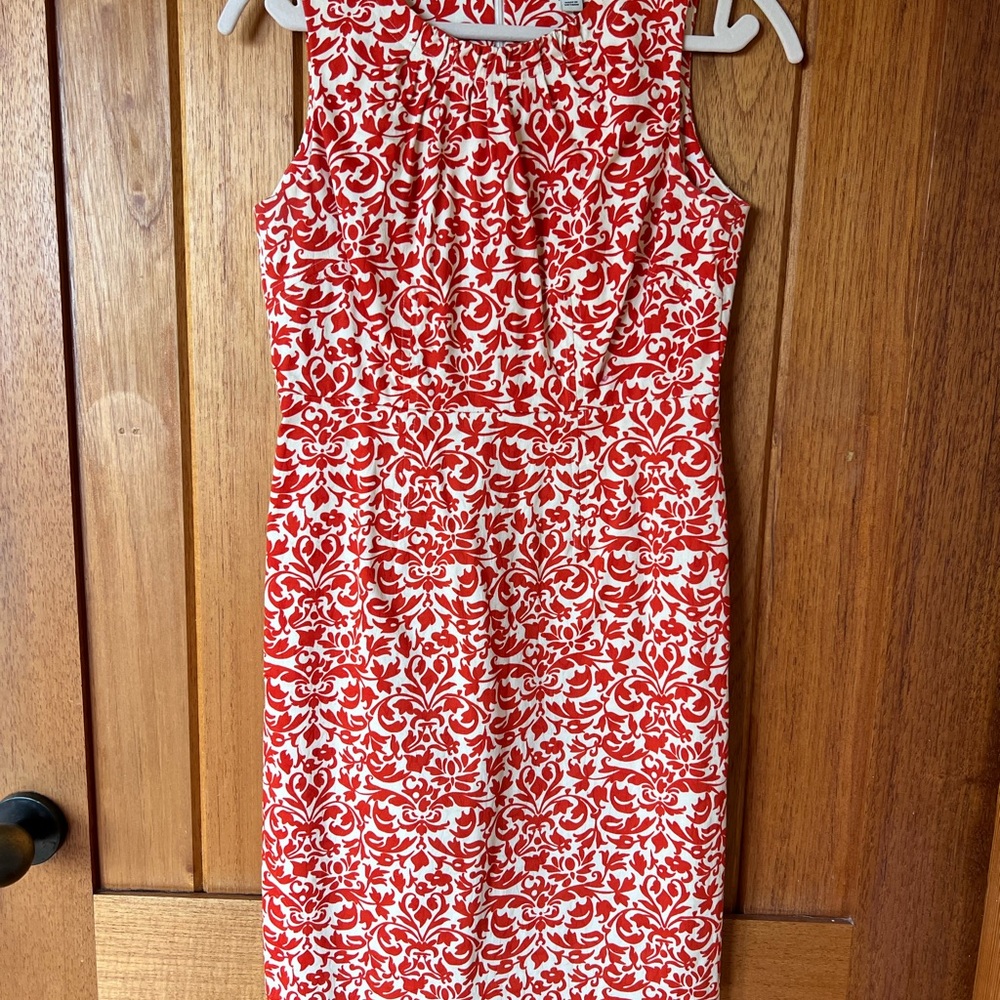 Banana Republic Orange and White Patterned Midi Dress